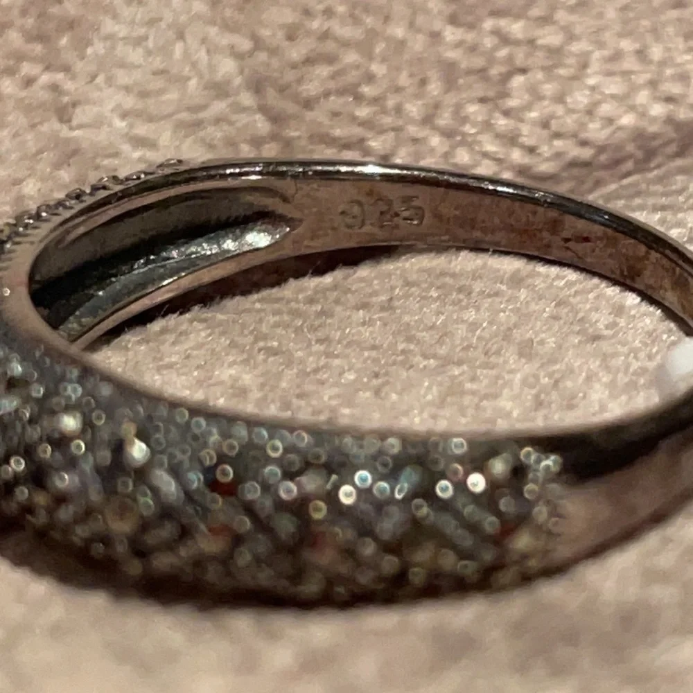 925 Sterling Blue Diamond Cz Marcasite Ring NWTS
